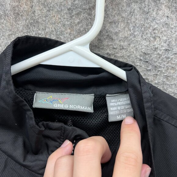 Greg Norman Windbreaker Jacket Mens Medium Black Full Zip Lightweight Golf Coat - Picture 6 of 10